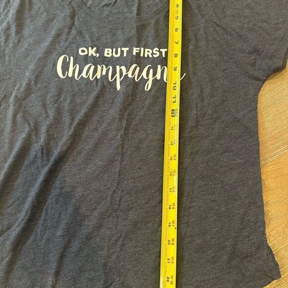 Ok but first champagne soft tee t-shirt- blue - bridal party - wide neck- medium - Picture 4 of 4